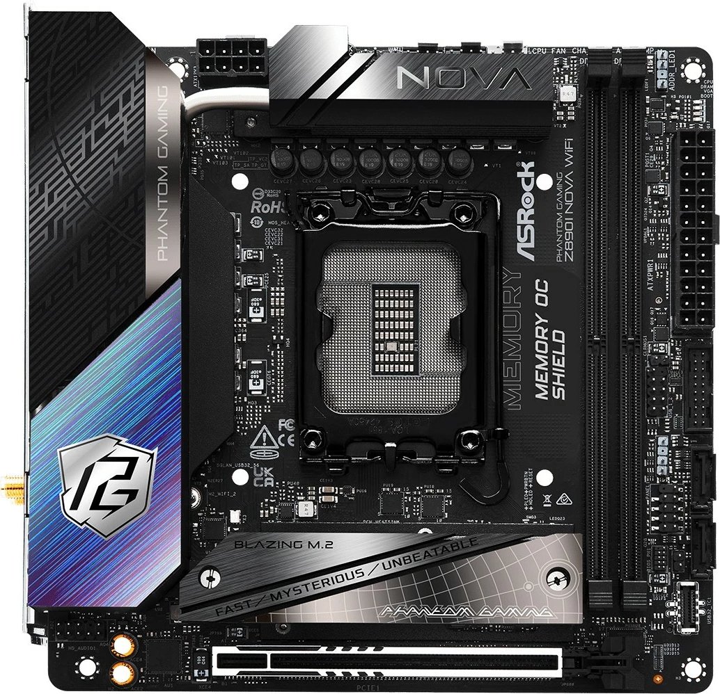 Pllakë amë ASRock Phantom Gaming Z890I Nova WiFi, LGA 1851, DDR5, Wi-Fi 7, Thunderbolt 4, mini ITX