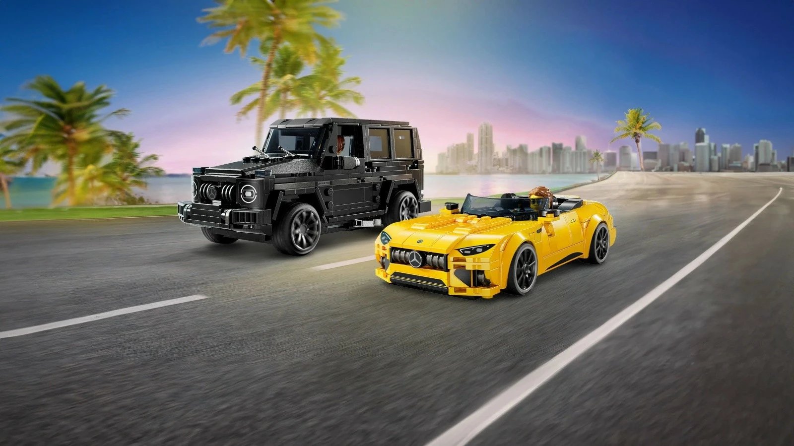 Set lodrash LEGO Speed Champions, Mercedes-AMG G 63 dhe Mercedes-AMG SL 63, 806 pjesë, i zi dhe i verdhë