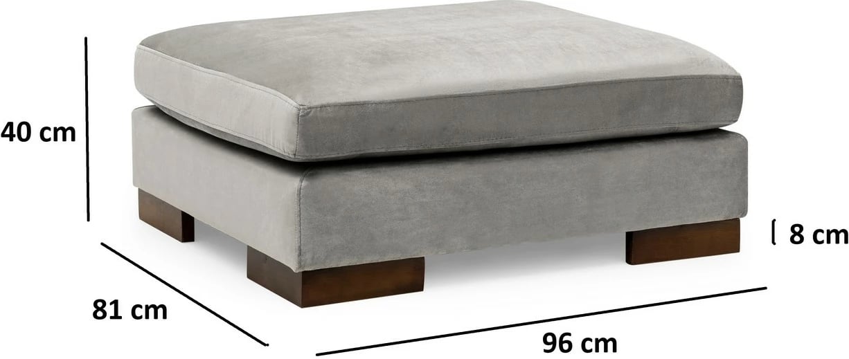 Këndare Atelier del Sofa Tulip, këndore e djathtë me pouf, ngjyrë gri e çelët