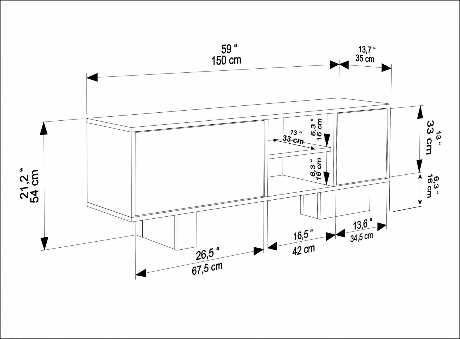 Komodë TV Skye Decor, ngjyrë arre, travertin