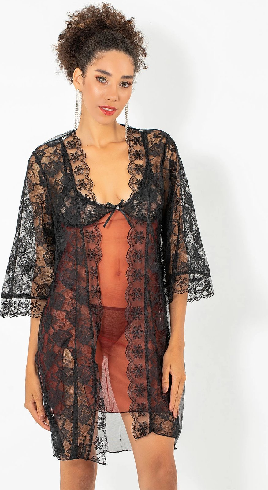 Babydoll Jumeon, ngjyrë e kuqe kafe, 011-008002, set prej 2 pjesësh