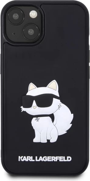 Mbështjellës Karl Lagerfeld KLHCP14S3DRKHNK për iPhone 14 6.1", i zi, 3D Rubber Choupette