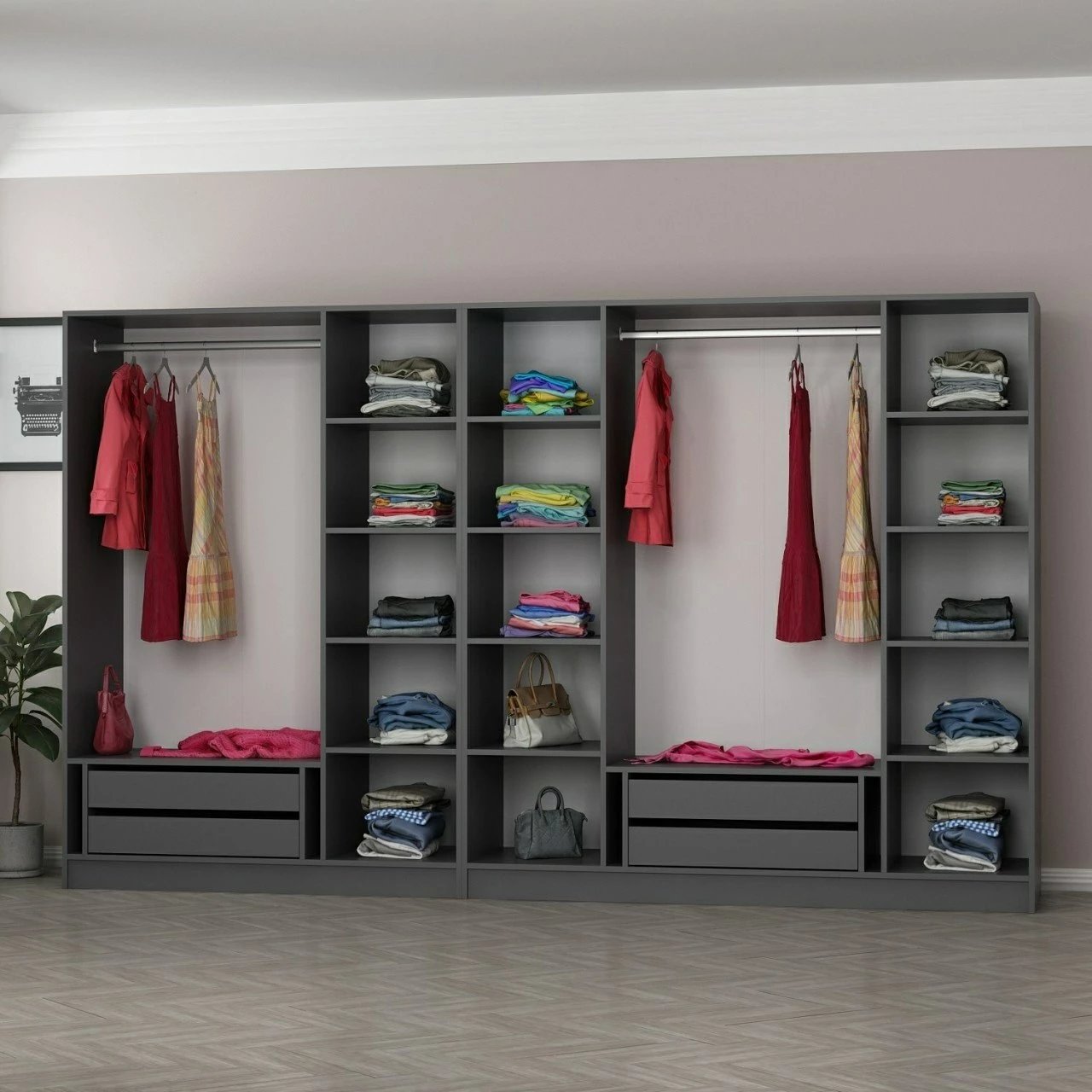 Dollap garderobe Skye Decor, ngjyrë dore, 5020, 315x190x52 cm