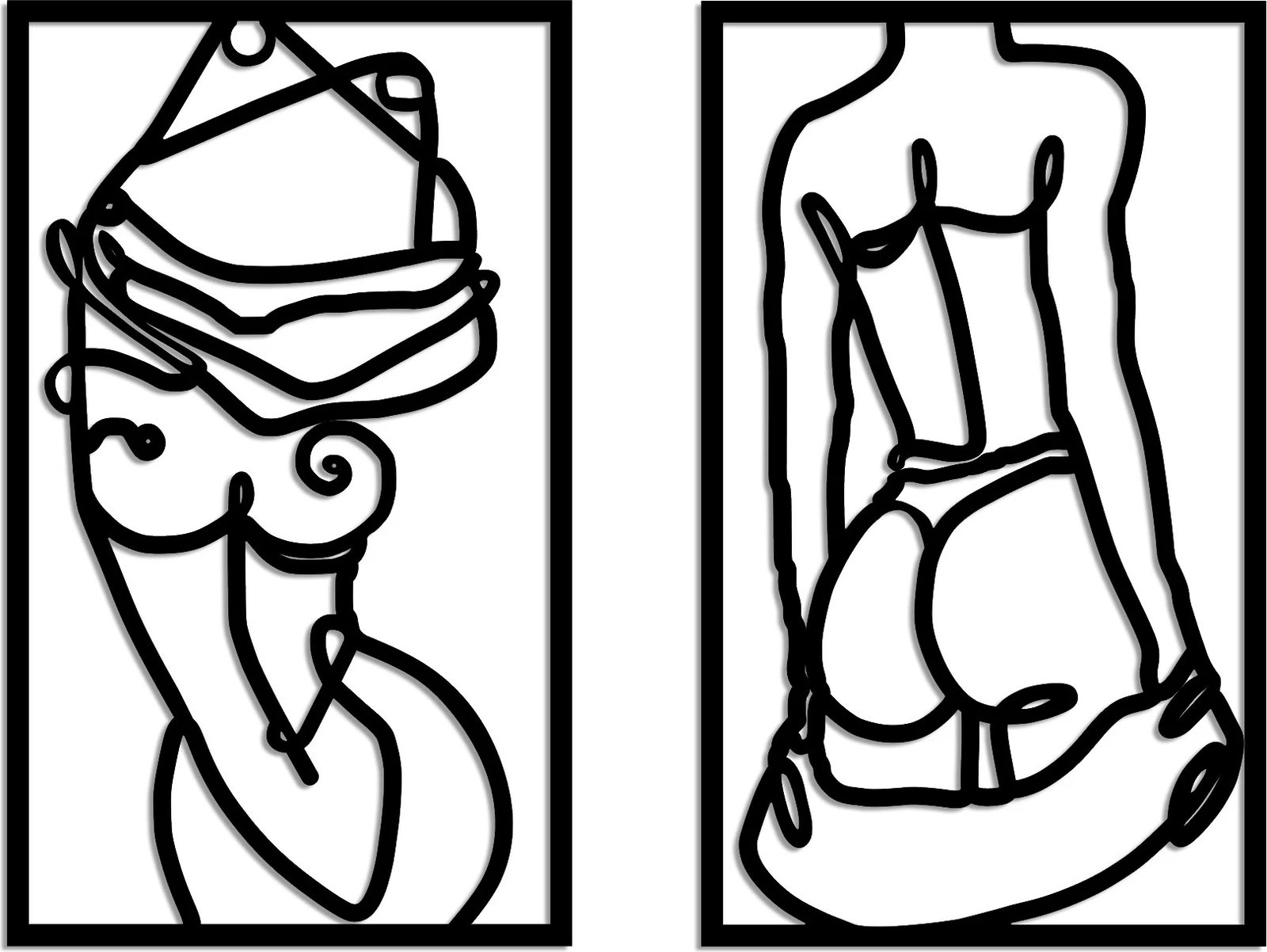 Aksesor muri dekorativ prej metali, Body Positive, ngjyrë e zezë, 42x70cm (2 copë)