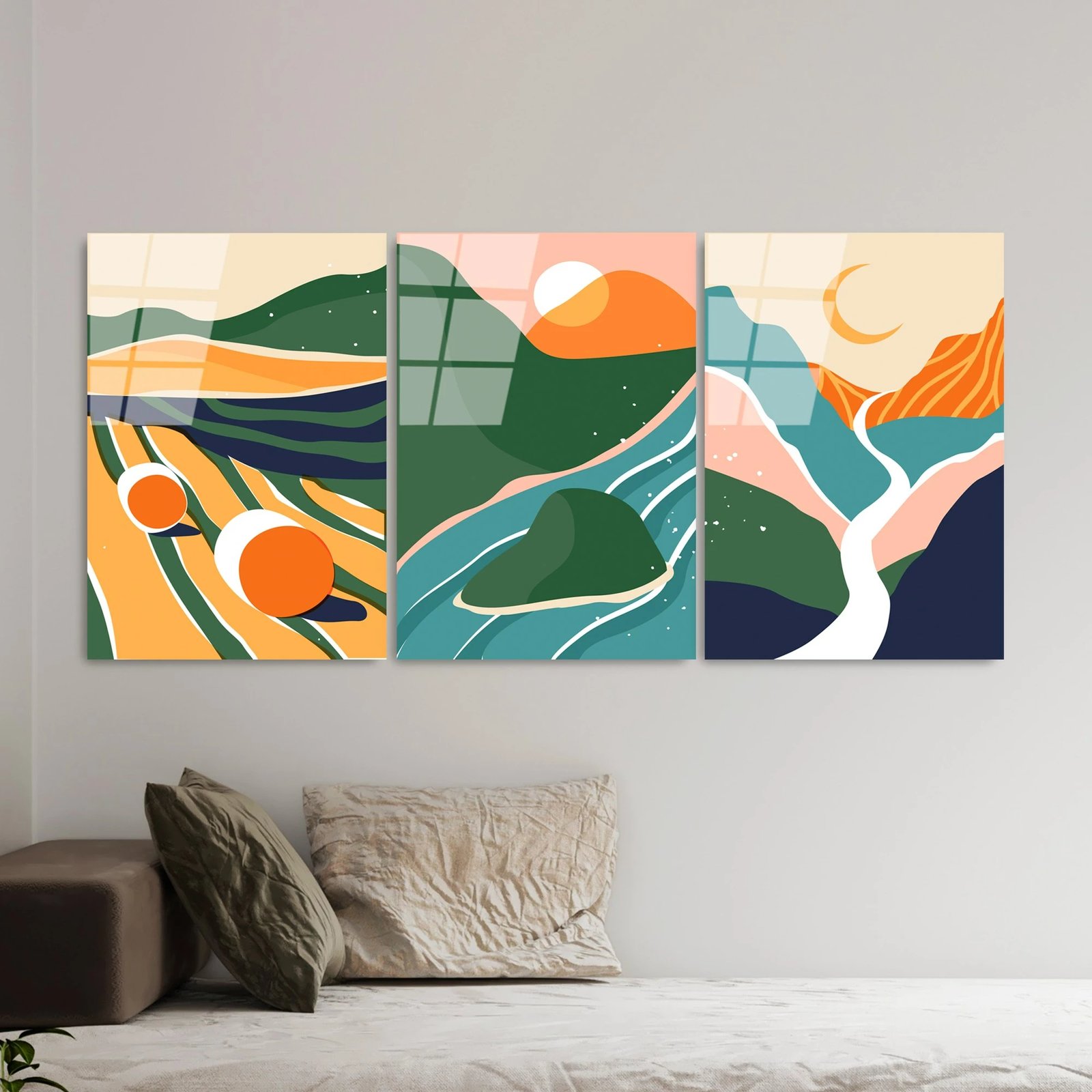 Pikturë dekorative prej xhami të temperuar (3 copë), Wallity, UV-946, 45x65cm