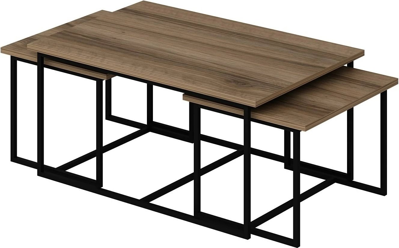 Set tavolinash të mbivendosura Hanah Home, Levada, ngjyrë arre, 3 copë