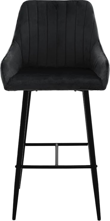 Karrige për bar Patrin, këmbë metalike të zeza, kadife e zezë