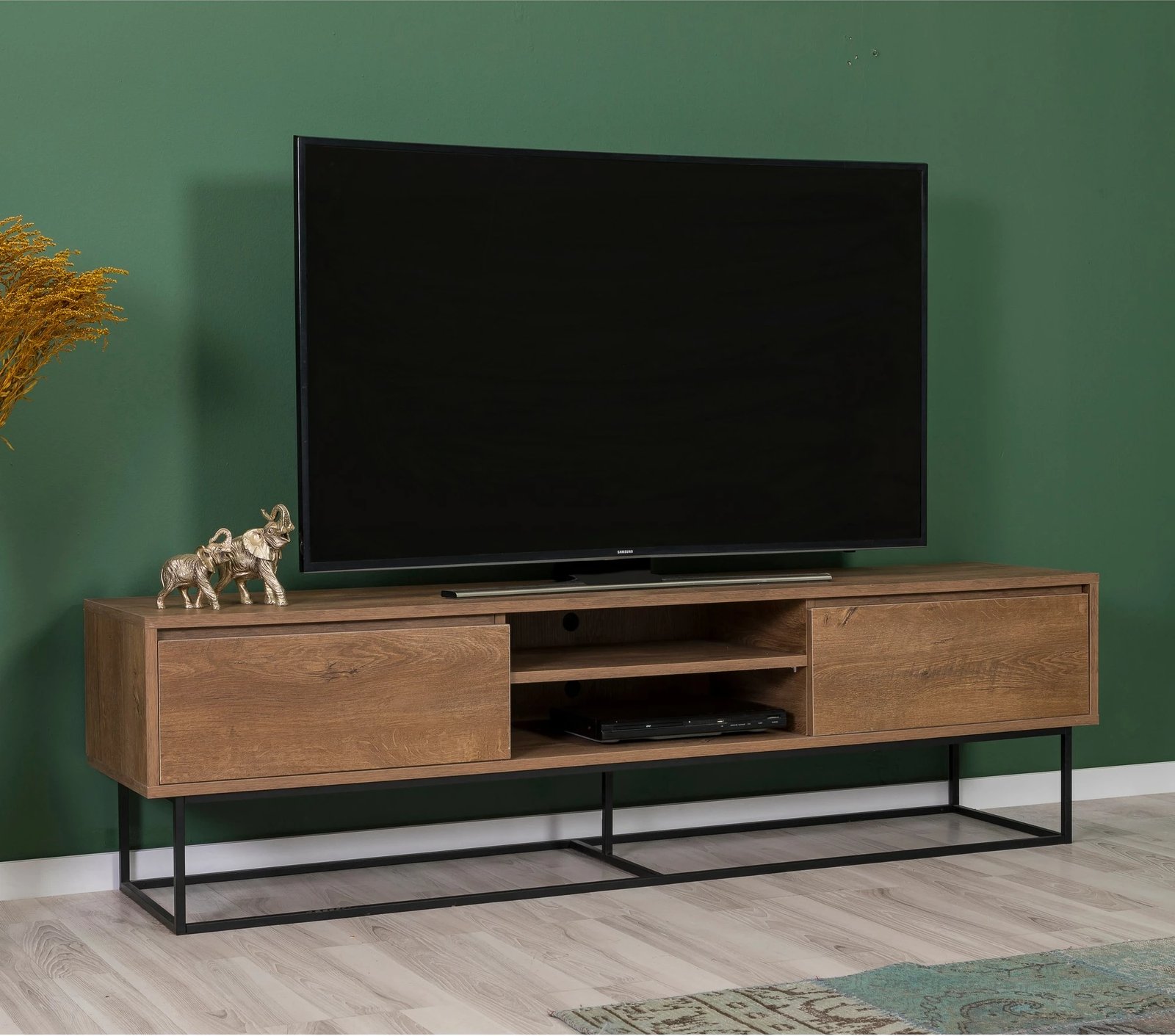 Set mobiljesh për dhomë dite, ngjyrë arrë dhe e zezë, Skye Decor, Laxus Takım 11