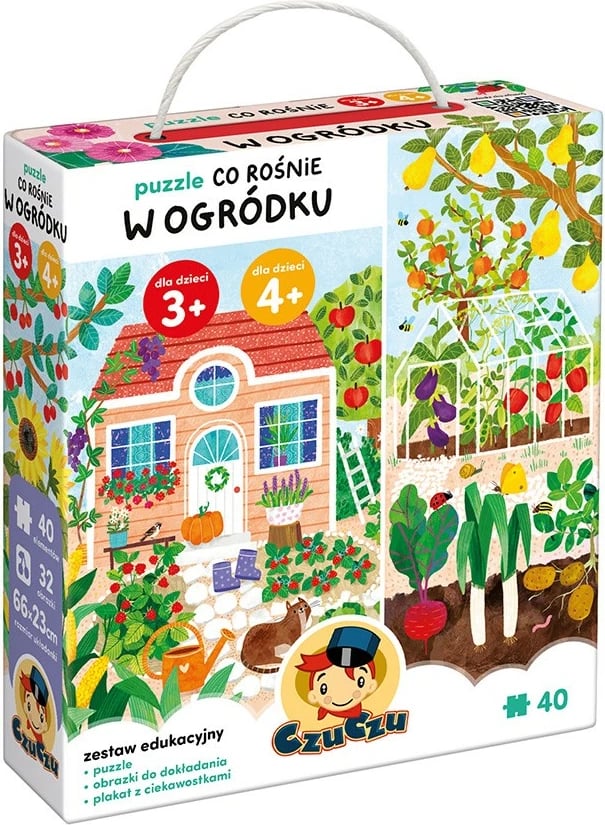 Puzzle edukativ CzuCzu Co rośnie w ogródku, 40 pjesë, me kartela shtesë, për fëmijë