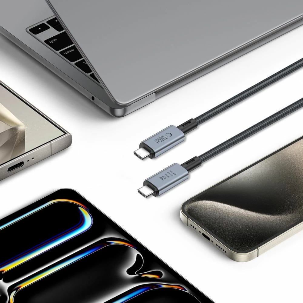 Kabllo USB-C 4.0 Tech-Protect UltraBoost Max, 1m, 240W, 40Gbps, Gri