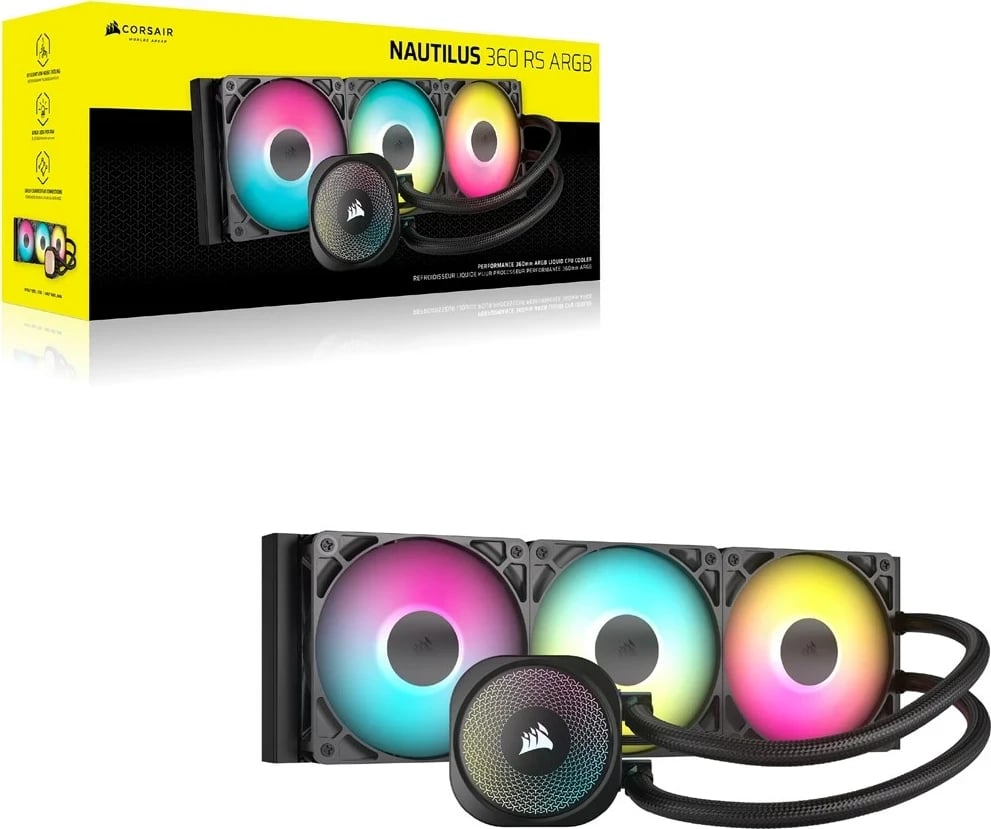 Ftohës ajri për procesor Corsair NAUTILUS 360 RS ARGB, i zi