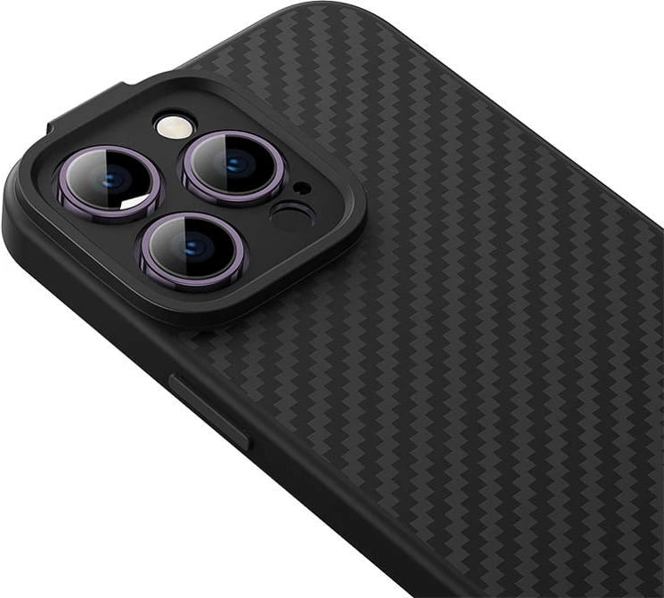 Mbështjellës magnetik Baseus Synthetic Fiber Series për iPhone 14 Pro, i zi, set me xham të temperuar dhe set pastrimi