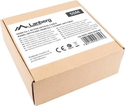 Kabllo HDMI Lanberg, M/M V2.1, 50M, 8K Optike AOC, e Zezë