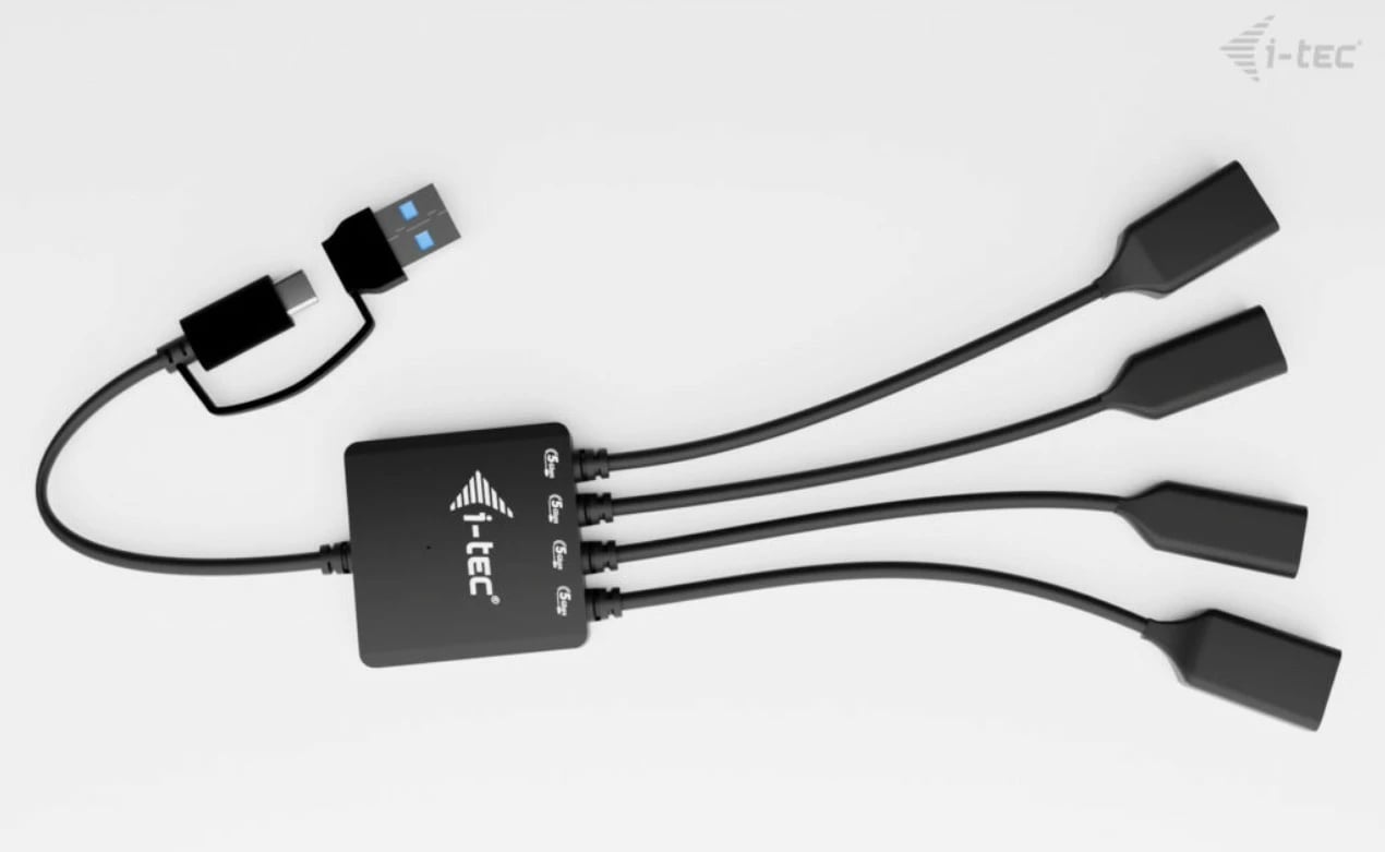 Kasë i-tec CACBLHUB2A2C, 4 porta (2x USB-C, 2x USB-A), e zezë