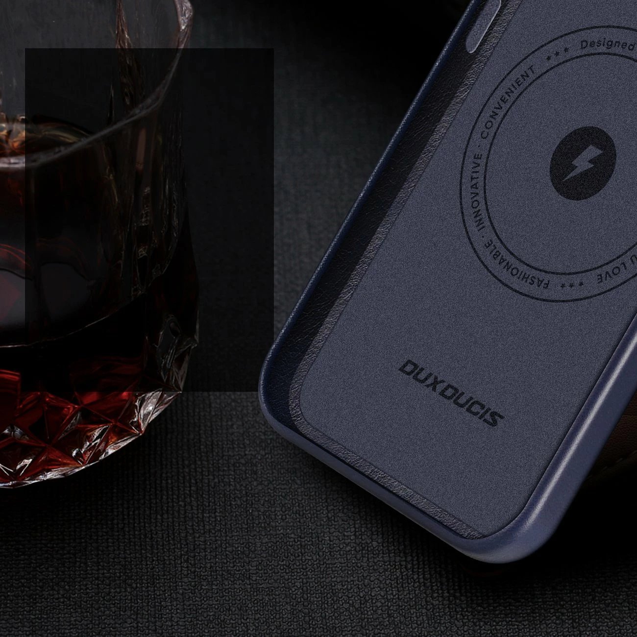 Mbështjellës Dux Ducis Naples për iPhone 14 Pro Max, MagSafe, lëkurë, kaltër
