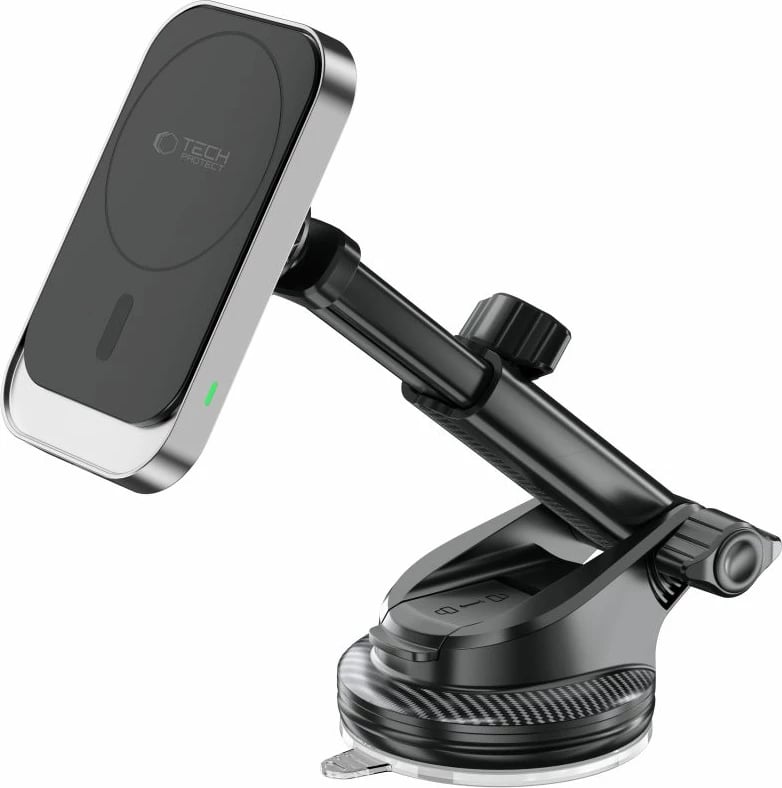 Mbajtëse magnetike për veturë Tech-Protect MM15W-V9 me MagSafe dhe karikim wireless 15W, e zezë