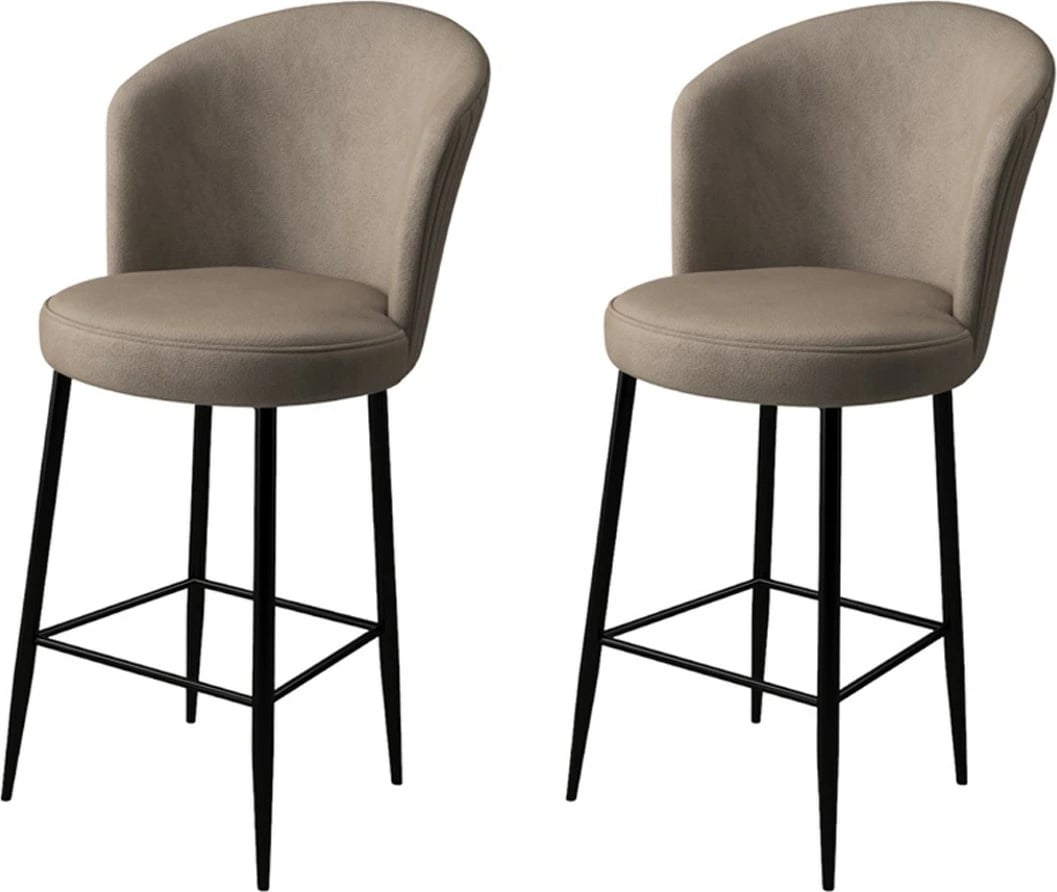 Set karrigesh për bar, Hanah Home, Alte, kapuçino, e zezë (2 copë)