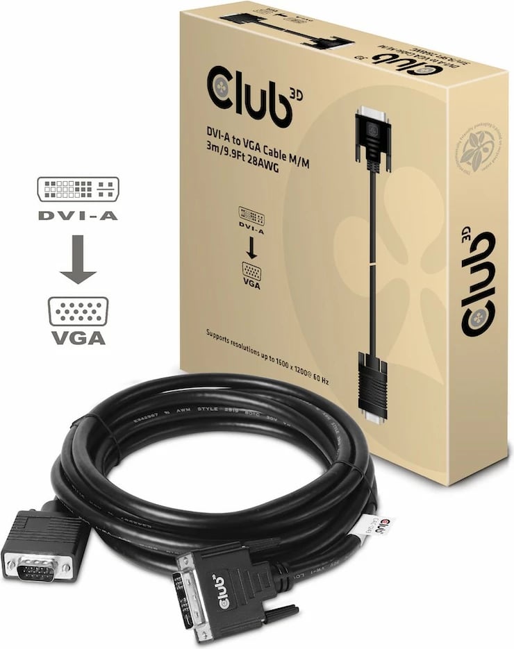 Kabllo DVI në VGA Club3D 3m, e zezë