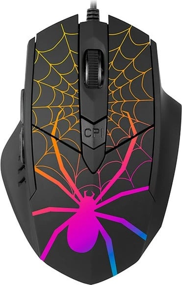 Maus gaming Tracer Black Widow, optik me kabllo USB 1.3 m, 800-1600 DPI, 6 butona, RGB, i zi