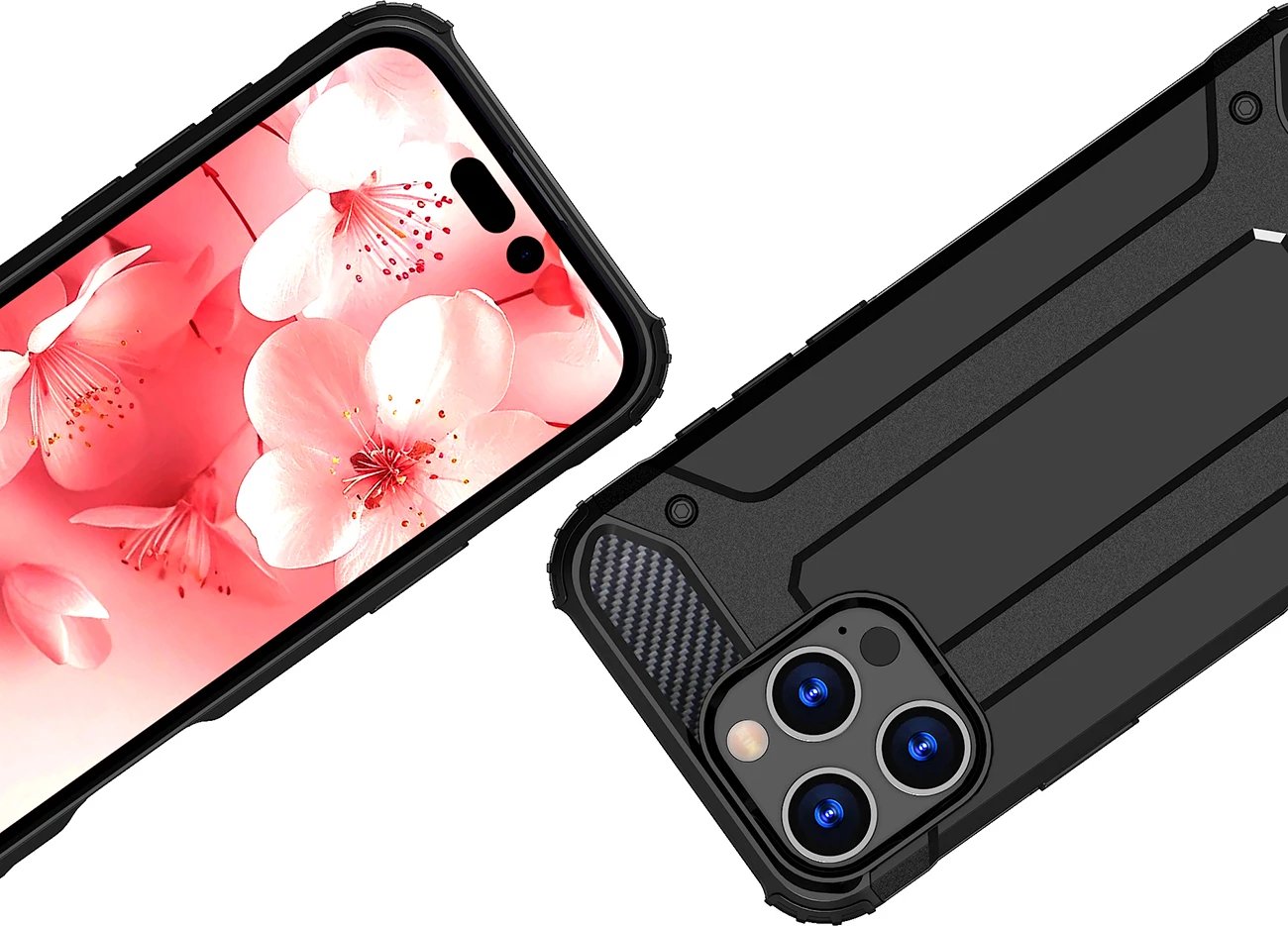 Mbështjellës Hurtel Hybrid Armor për iPhone 16 Pro Max, i zi
