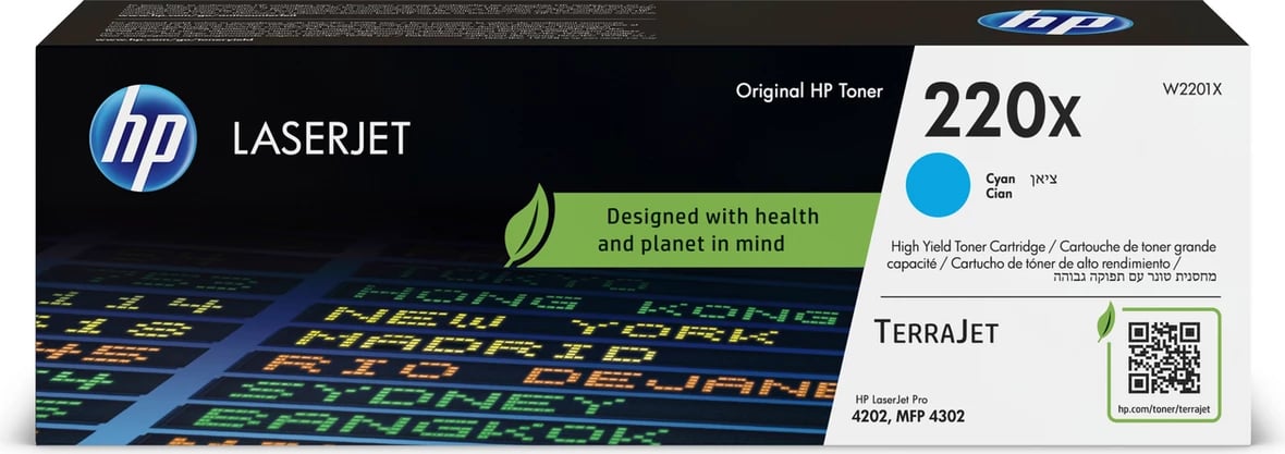 Toner, HP, 220X W2201X, rendiment i lartë 5500 faqe, cian