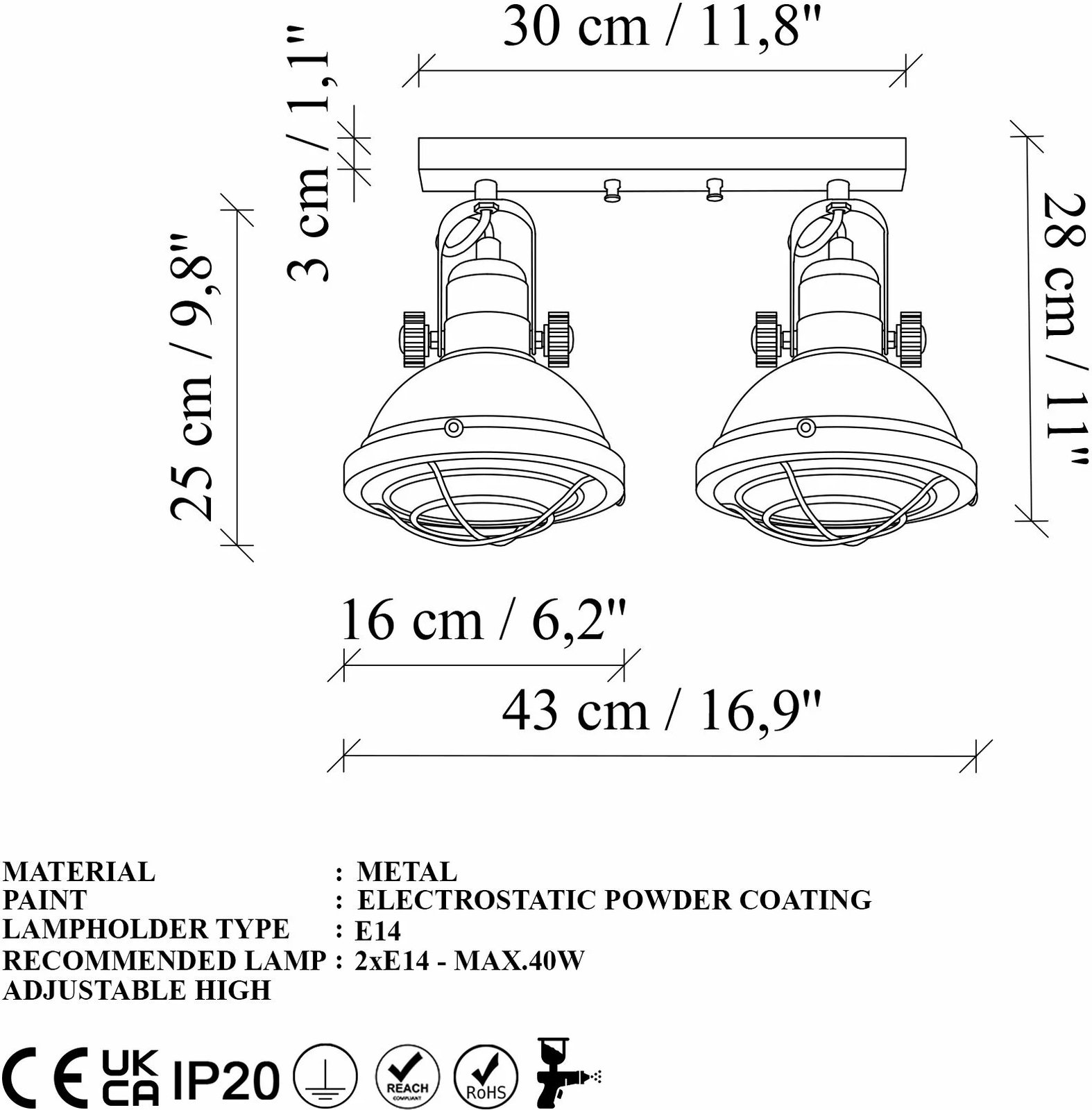 Llambadar metalik Opviq, Spoly - 15430, ngjyrë e zezë