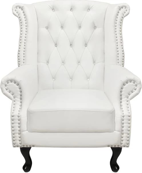 Fotelje Chesterfield, Polina, FH0053.02, lëkurë PU e bardhë, 83x75x107 cm