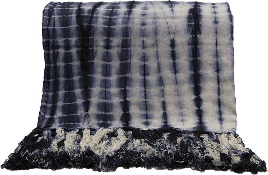 Mbulesë dekorative Agadir, pambuk, blu-bardhë, 150x230cm