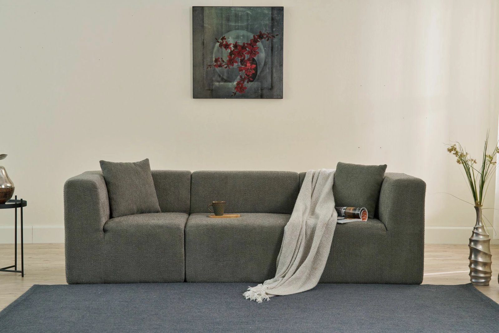 Divan treshe, ngjyrë gri, Atelier del Sofa, 3 pjesë