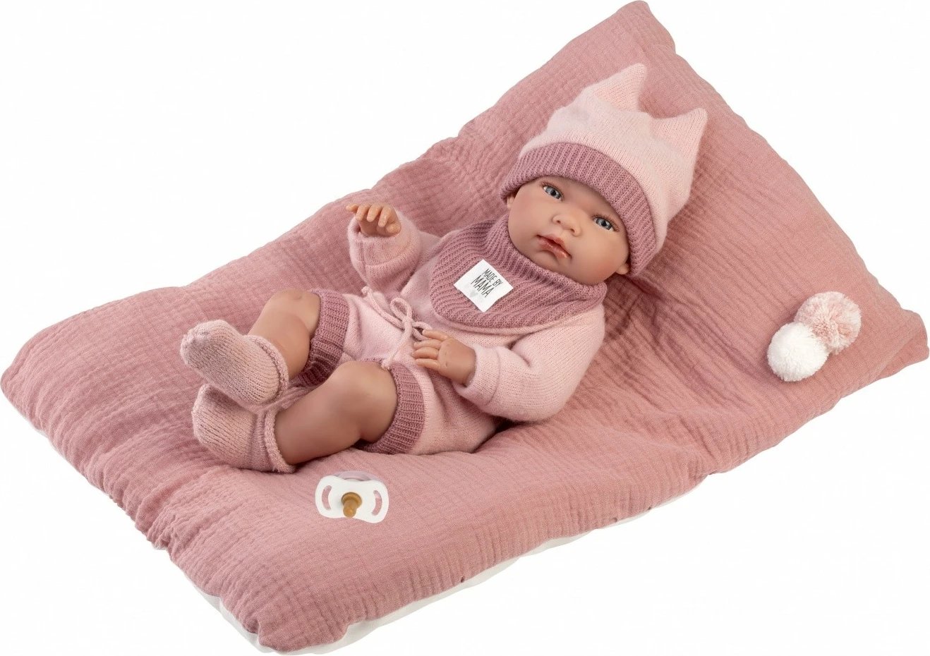 Kukull vinyl Llorens Nica 73818 40 cm me jastëk dhe set veshjesh 4‑pjesësh