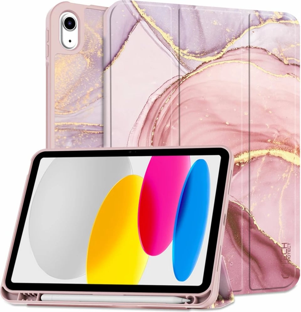 Mbështjellës Tech-Protect SC Pen për iPad 10.9" (2022), silikon, rozë mermer