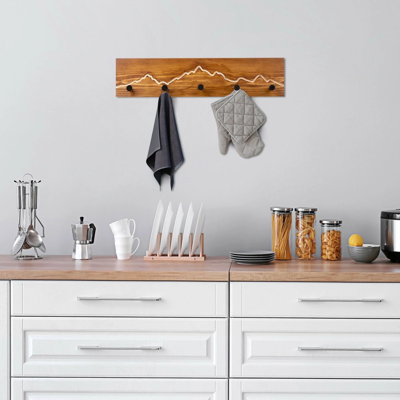 Varëse muri prej druri, motiv mali, Wallity, ngjyrë arre/natyrale, Mountain 2