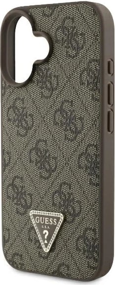 Mbështjellës Guess për iPhone 16, lëkurë, crossbody, kafe