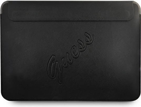 Mbështjellës Guess Saffiano Script për laptop 13", eko-lëkurë, zi