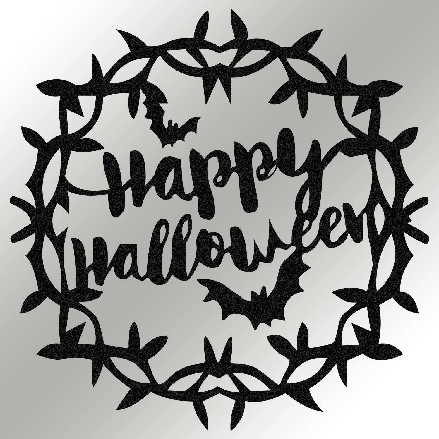 Aksesor dekorativ metalik për mur Wallity, Halloween 11, ngjyrë e zezë, 49x49cm