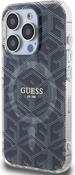 Mbështjellës Guess IML GCube MagSafe për iPhone 15 Pro, i zi Mbështjellës Guess IML GCube MagSafe për iPhone 15 Pro, i zi