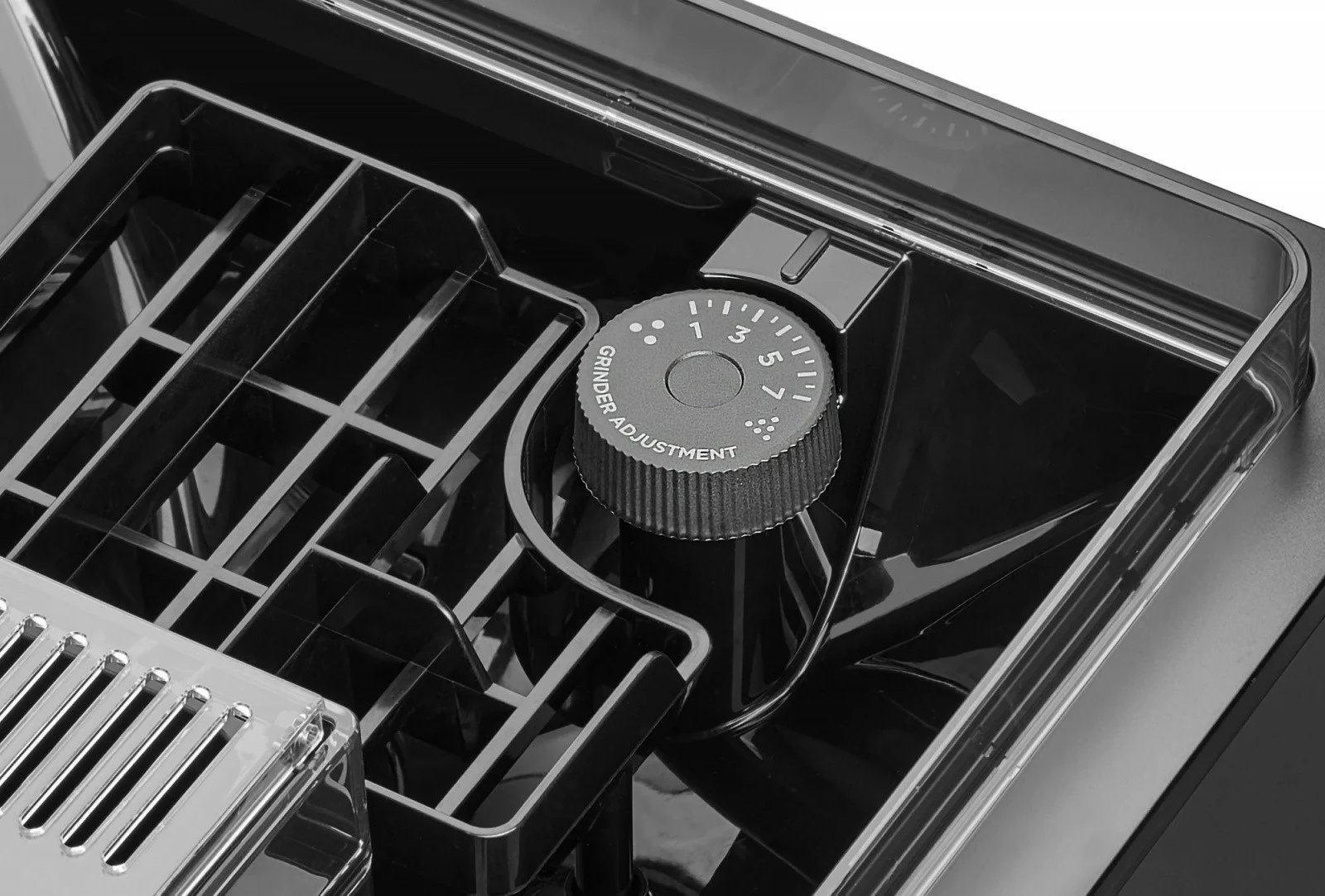 Aparat espresso, Amica Elegance CM 7011, 15 bar, 1725 W, mulli çeliku 5 nivele, depozitë ujit 1.8 L, depozitë kafeje 250 g, sistem qumështi, i zi