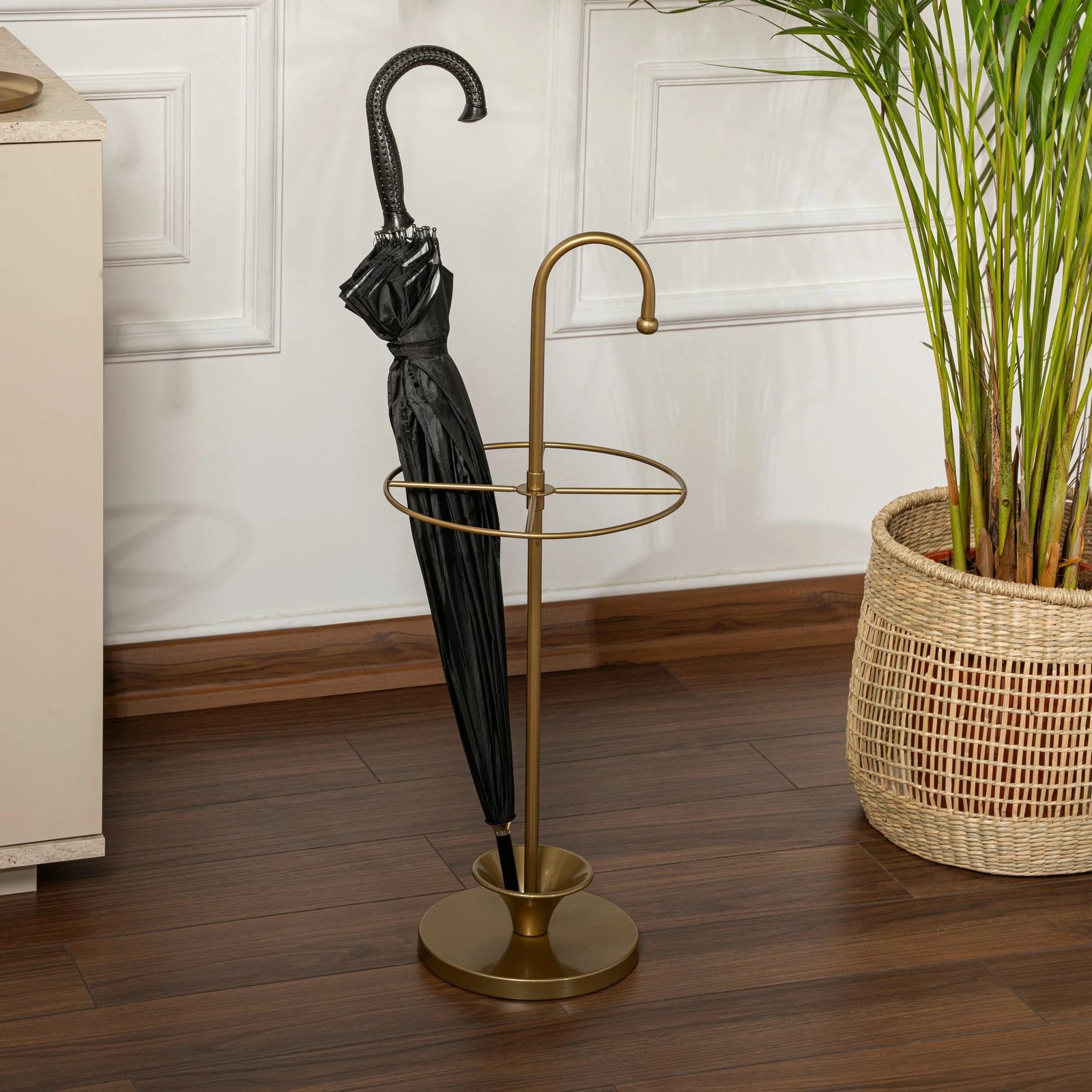 Stendë për ombrella, metalike, ngjyrë ari, Evila Originals, 27x27x65cm