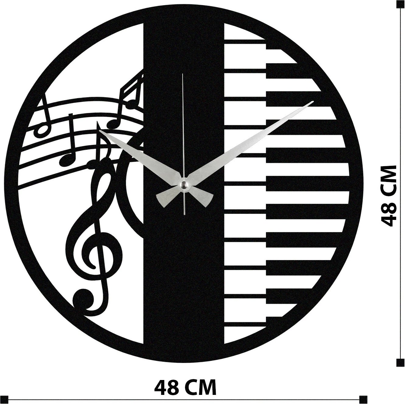 Orë muri dekorative prej metali, Wallity Enzoclock - S008, e zezë, 48x48cm