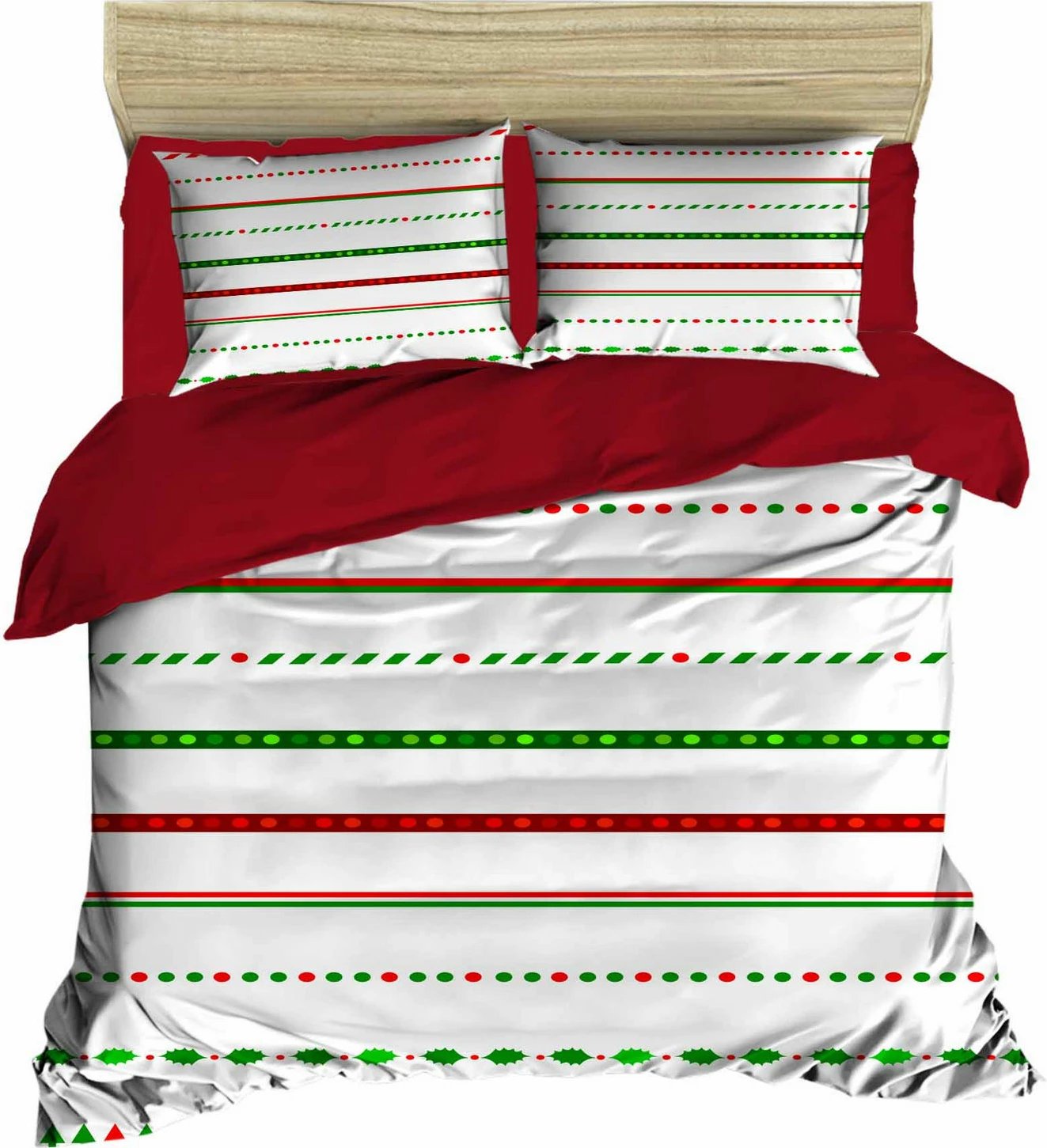 Set mbulesë për jorgan dopio, L'essentiel, 458, ngjyrë e kuqe, e gjelbër, e bardhë