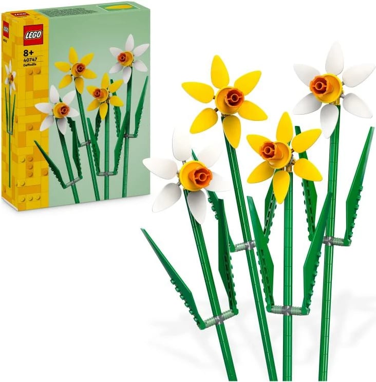 Set ndërtimi me blloqe, LEGO Creator, 40747 Daffodils, 4 kërcenj, për moshat 8+, verdhë/bardhë