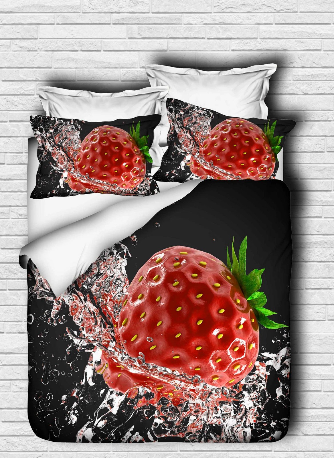 Set mbulesë për jorgan king size, dizajn me luleshtrydhe, L'essentiel, 111