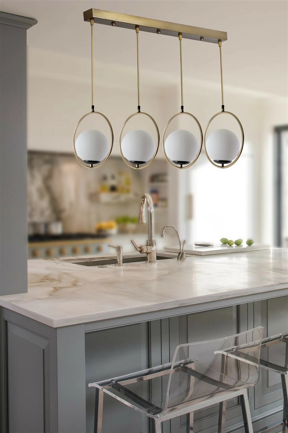 Llambë tavani Opviq, Ring 4-sh, xham i bardhë, bakër, sarkit