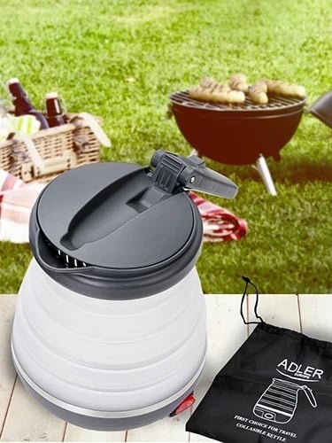 Çajnik Elektrik Adler AD 1279, 0.6 L, 750 W, i Zi dhe i Bardhë