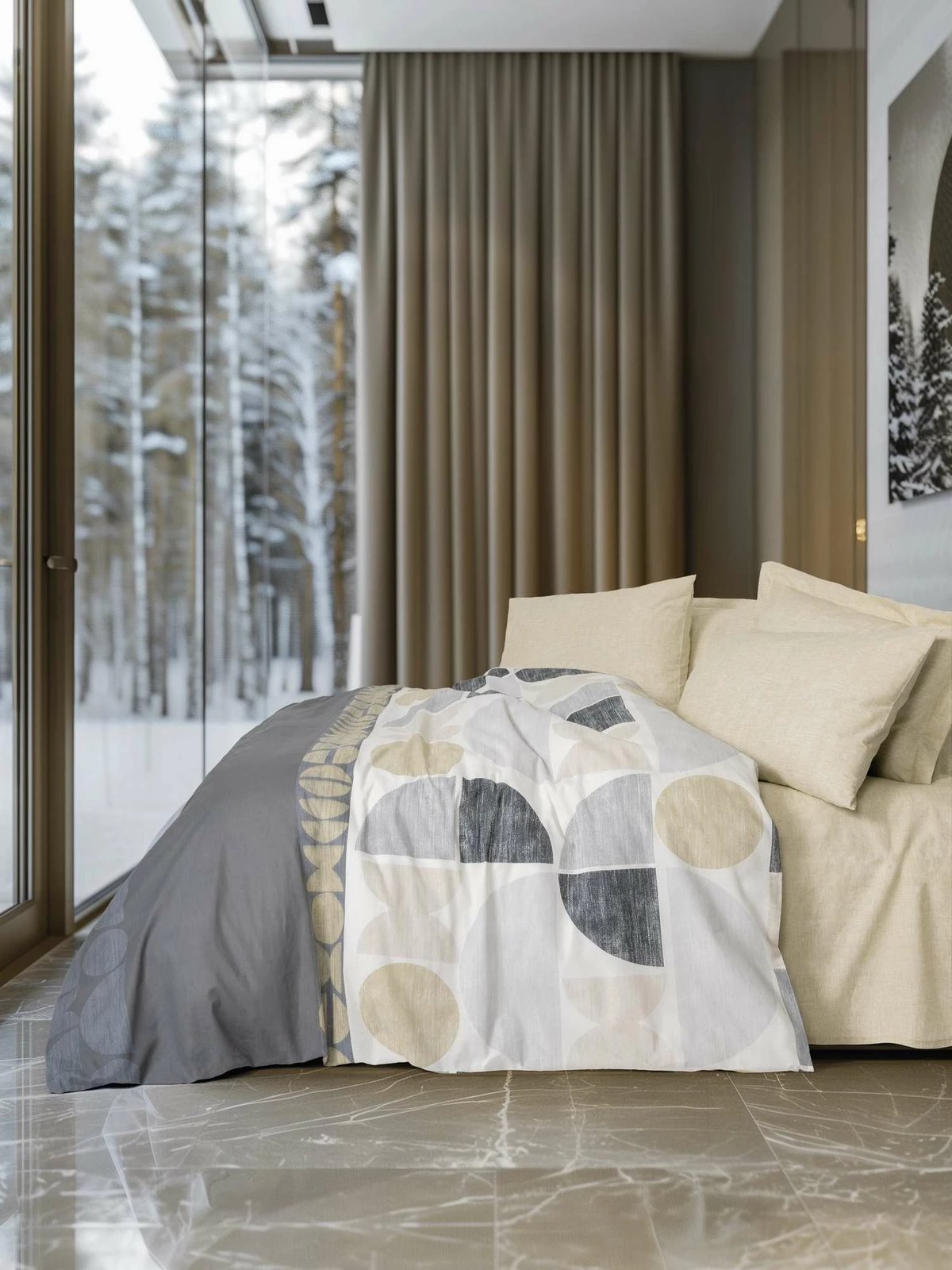 Set mbulesë për jorgan njëpersonësh, ngjyrë bezhë, Formo, L'Essentiel Linge de Maison