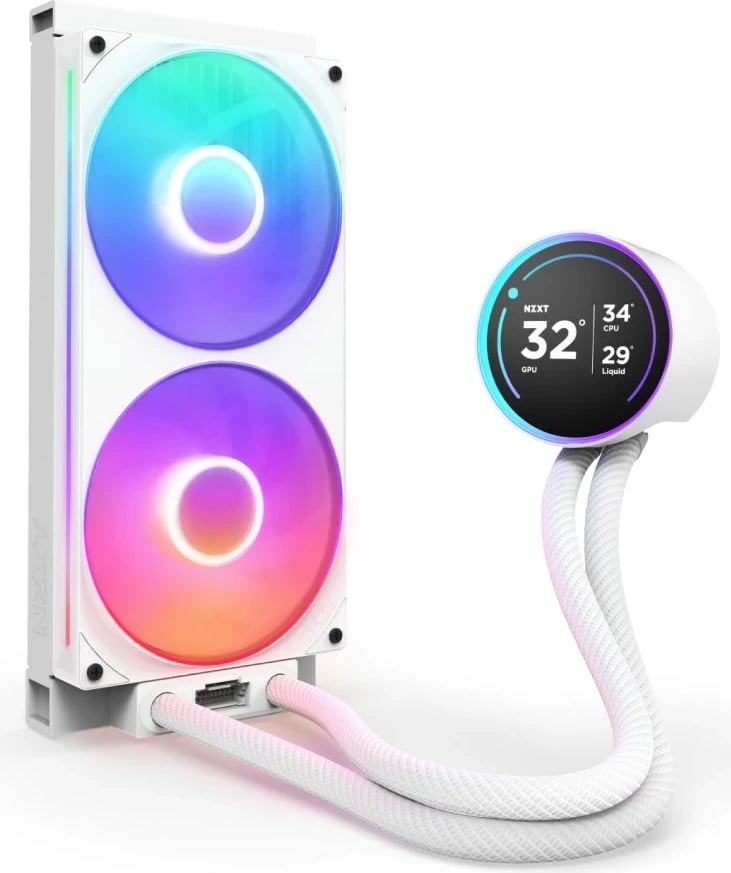 Kasë ftohëse me ujë NZXT Kraken Elite 280 RGB, 2x14 cm, LCD, e bardhë