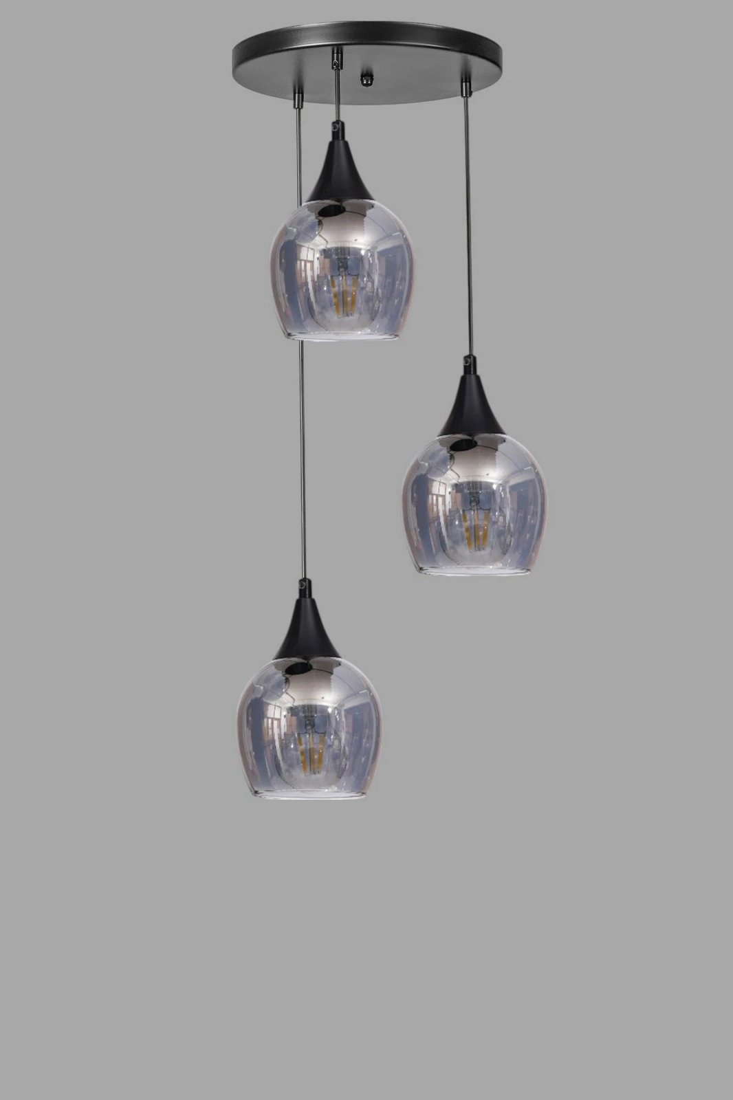 Llambë tavani Opviq, 9064-3, metal dhe qelq, ngjyrë gri e zezë