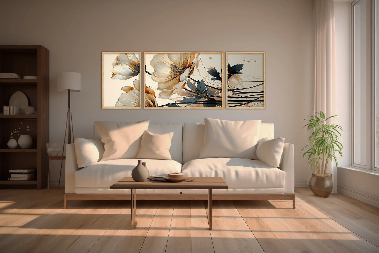 Pikturë dekorative me kornizë MDF (3 copë), Wallity, Huhu303, 50x140