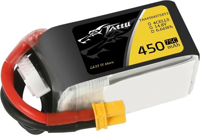 Bateri LiPo Tattu 450mAh 14.8V 75C 4S1P me XT30