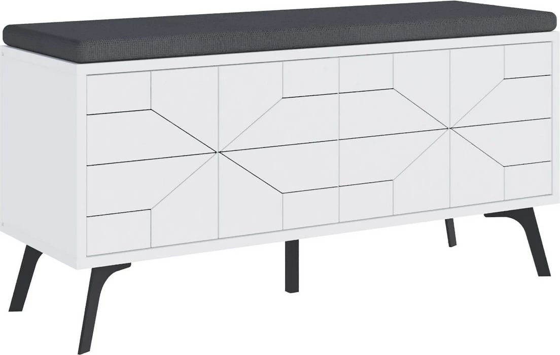 Dollap këpucësh Skye Decor, me ulëse, ngjyrë e bardhë